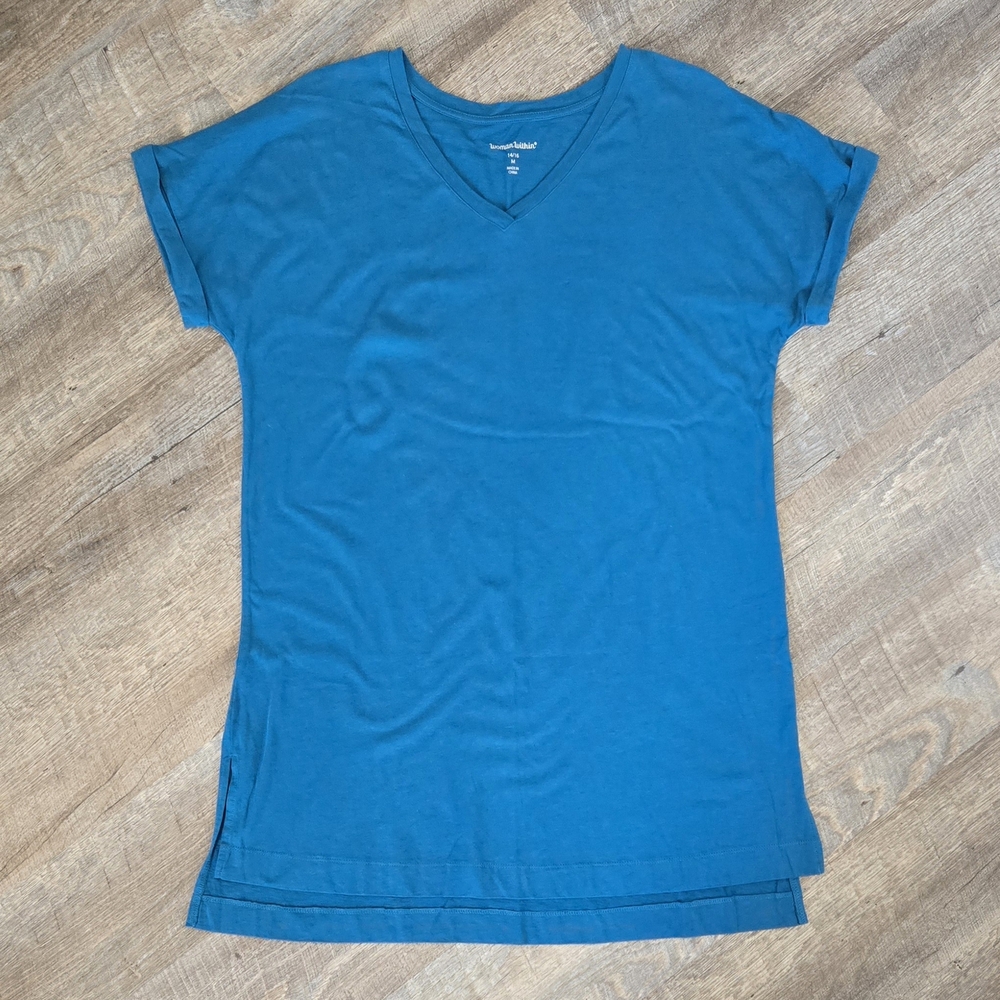 Women's Blue V-Neck Top